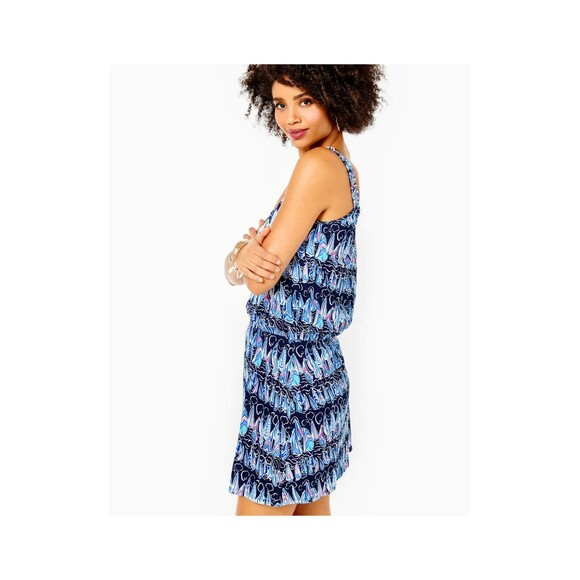 Lilly Pulitzer Loro Romper One Piece Printed Cotton Sleeveless Resort XL 279328